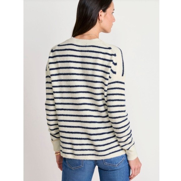 Vineyard Vines Women Organic Cotton Cropped Cardigan Striped Marsh Navy L - Picture 6 of 11